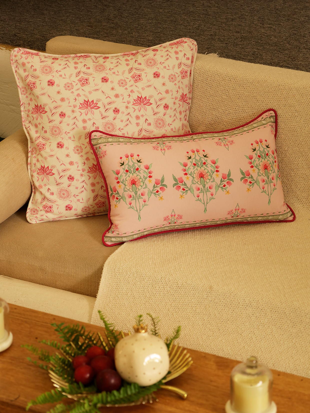 Pink Cotton Modal Cushion Cover (Set of 2)