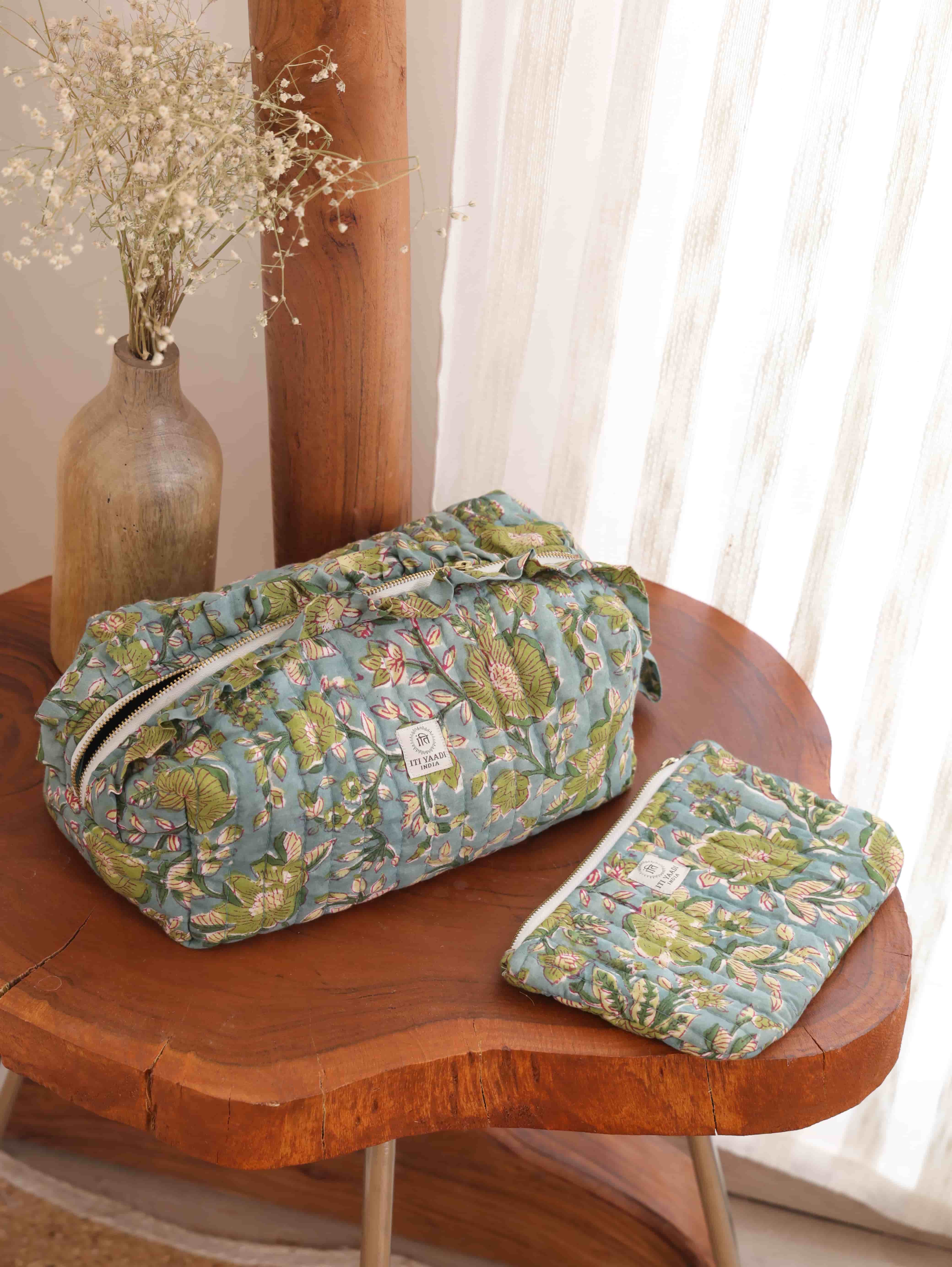 Handblock Printed Quilted pouch set