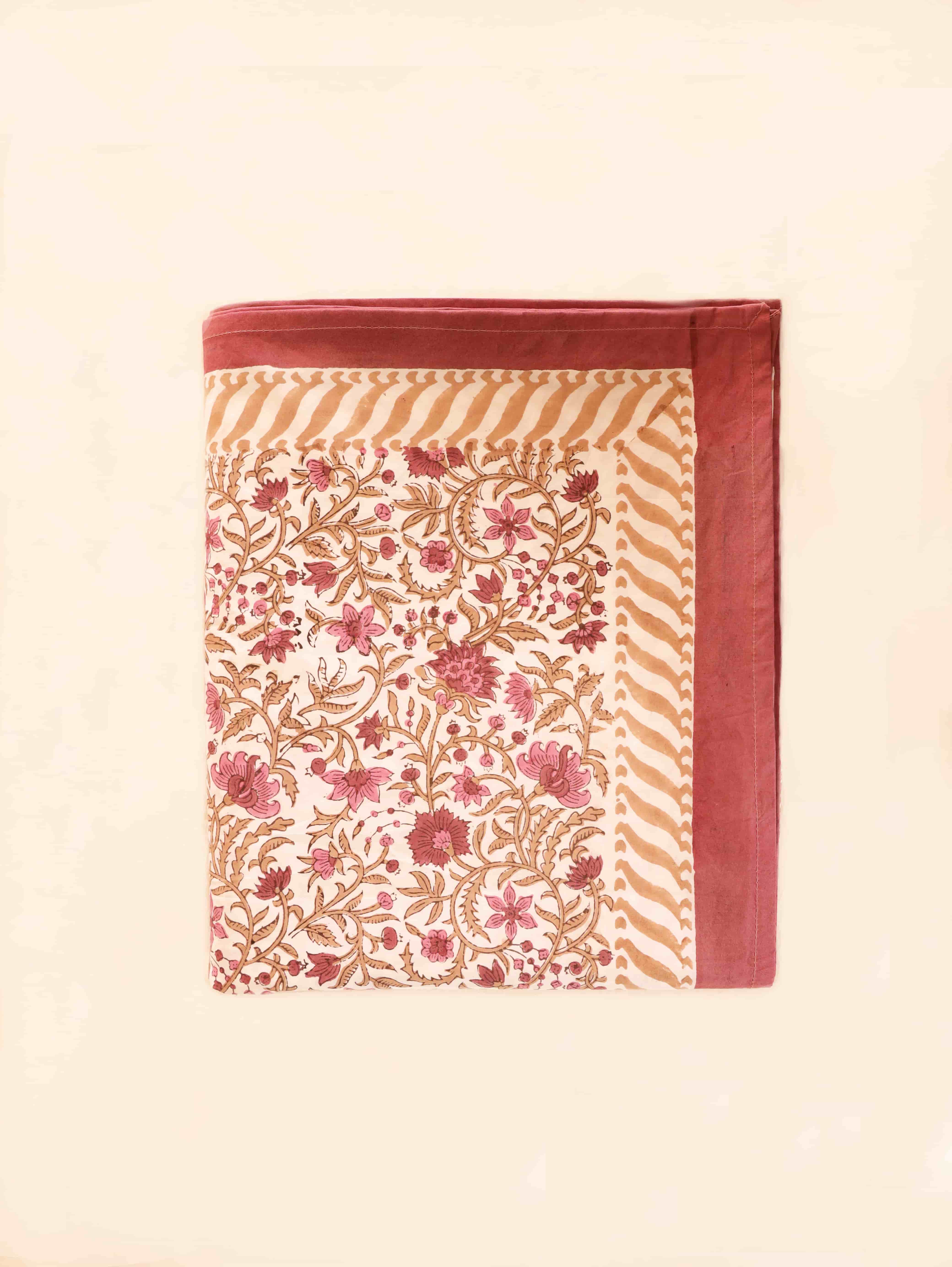 Surkh Block Printed Percale Bedsheet